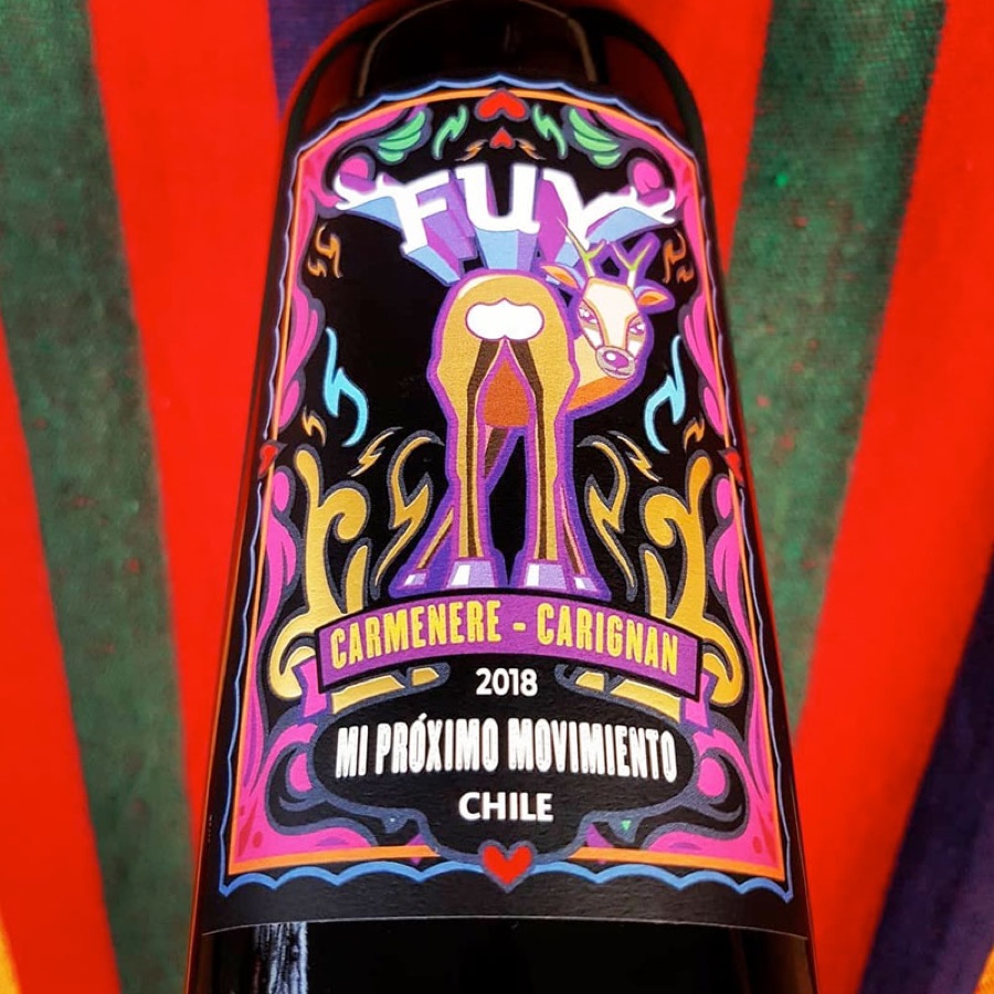 Etiqueta ilustrada de Fuy Carmenere Carignan